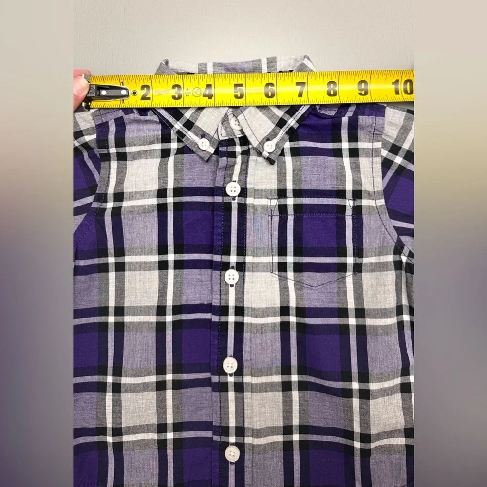 Gymboree Purple and White Plaid Button Down Shirt